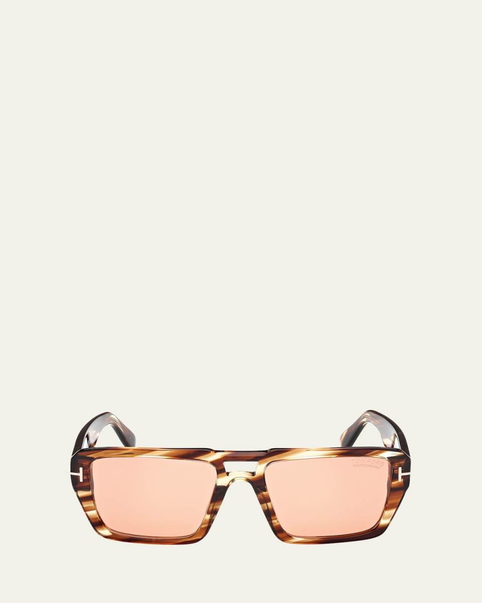 Redford Patterned Acetate Aviator Sunglasses